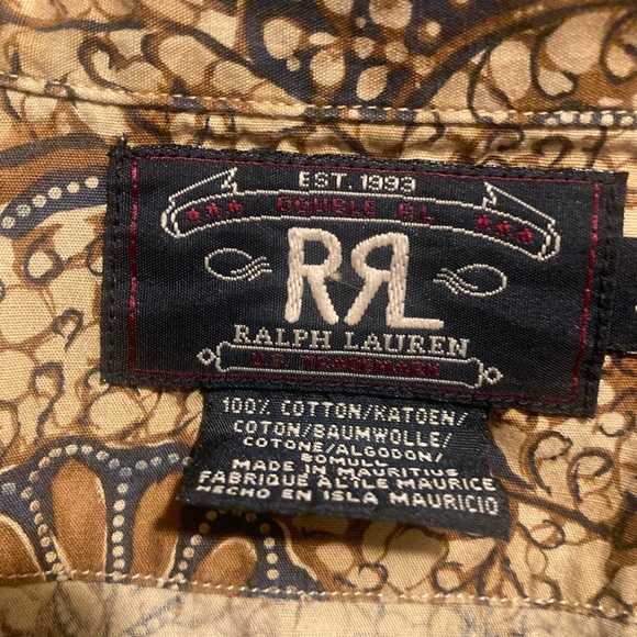 Double R Ralph Lauren Vintage Brown Paisley Short Sleeve Shirt - Picture 6 of 7
